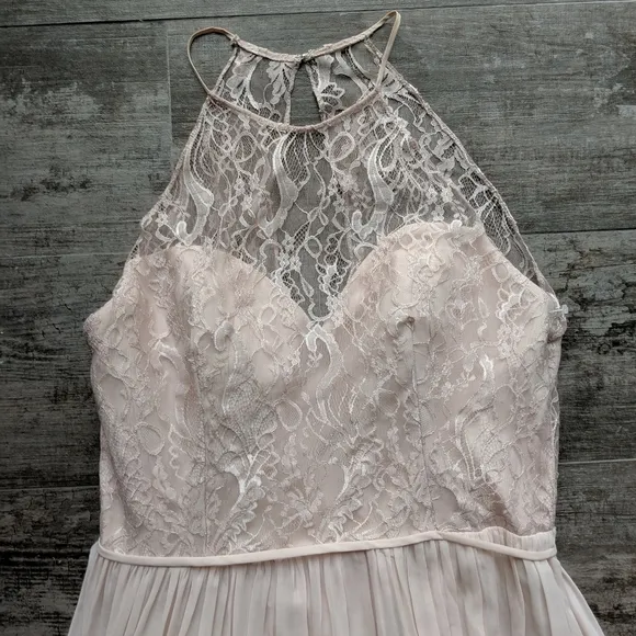 HAYLEY PAIGE OCCASIONS Lace Halter Bridesmaids Gown