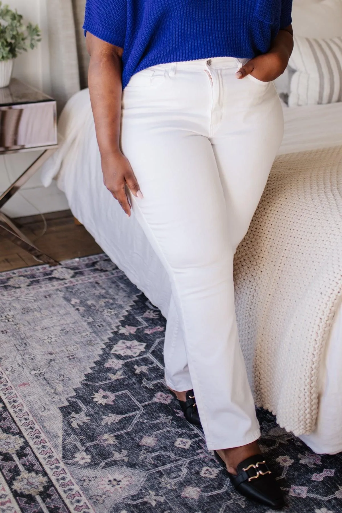 Hazel Blues® | Pure White High Waist Boot Cut Jeans