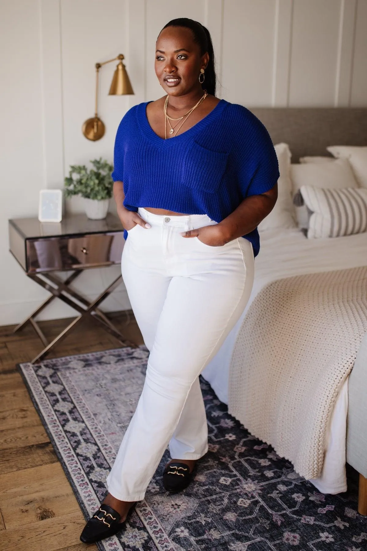 Hazel Blues® | Pure White High Waist Boot Cut Jeans