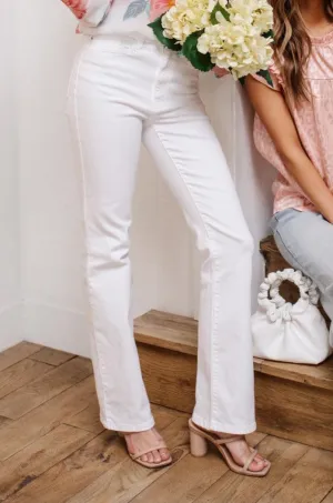 Hazel Blues® | Pure White High Waist Boot Cut Jeans