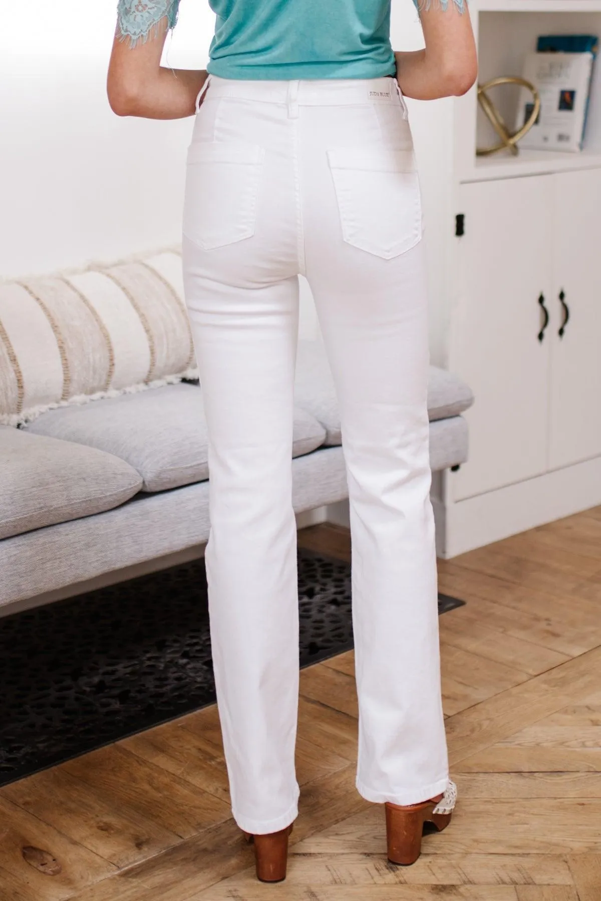 Hazel Blues® | Pure White High Waist Boot Cut Jeans