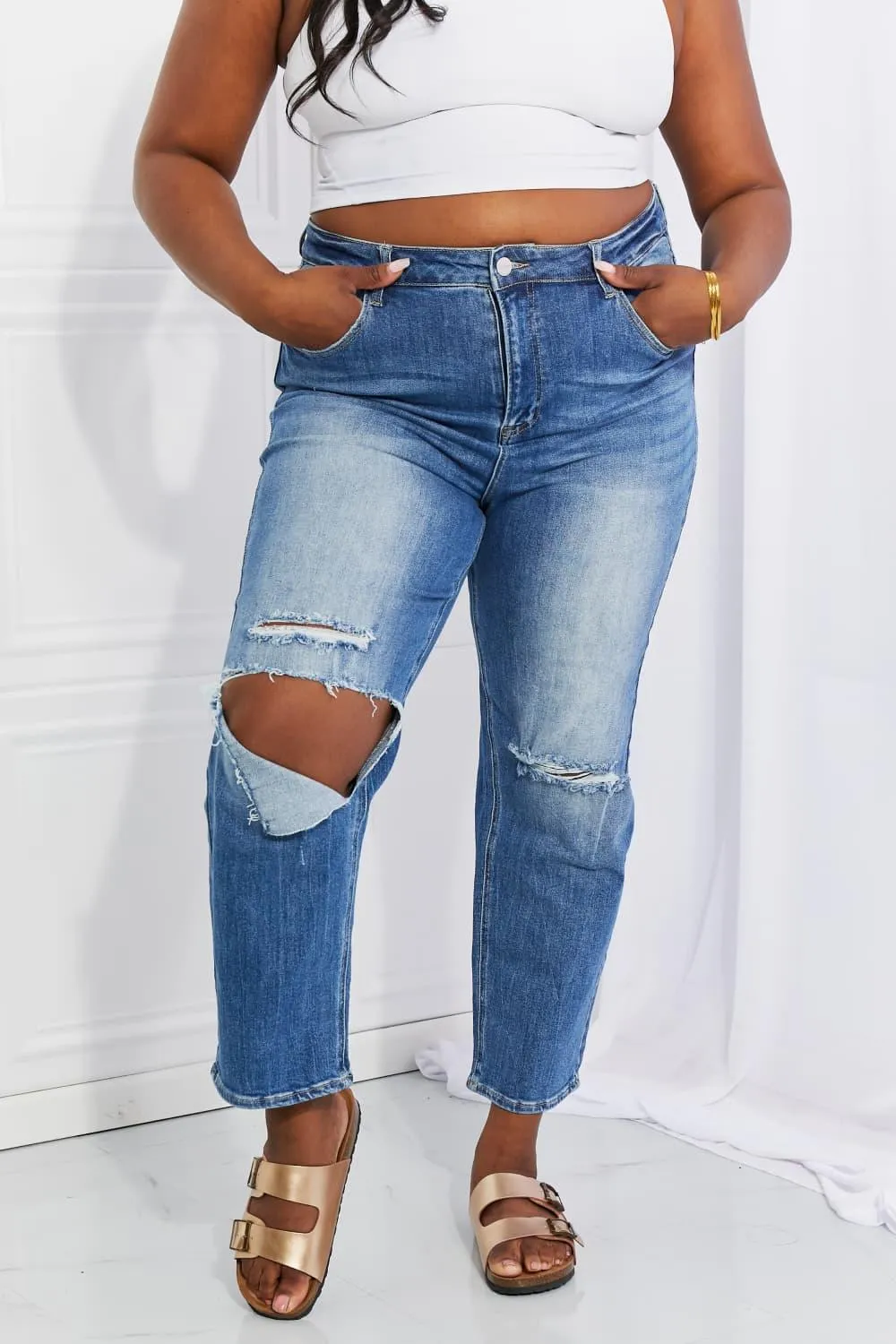 Hazel Blues® | RISEN Emily High Rise Relaxed Jeans