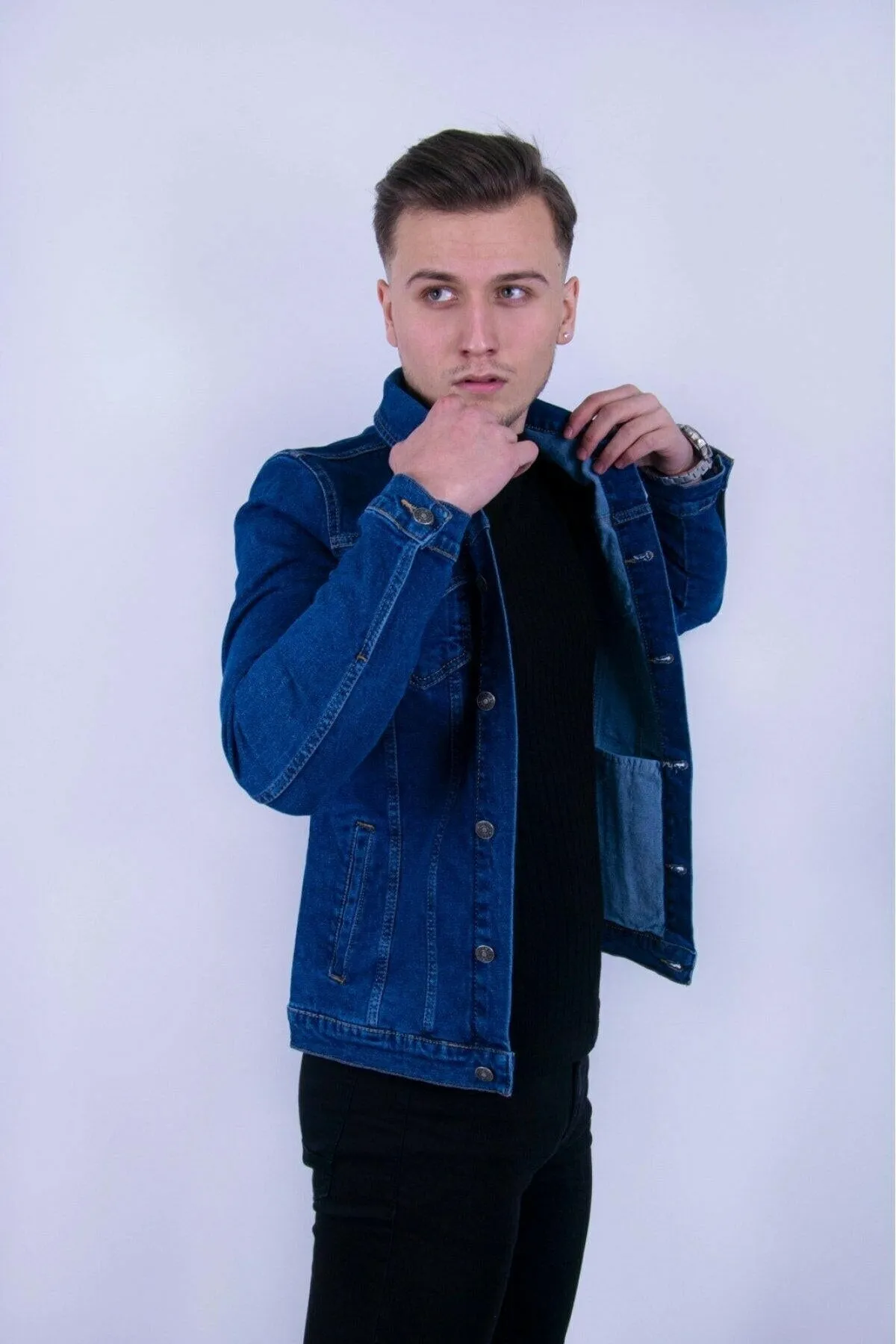 HB Mens Denim Jacket Stretchable Fine Lycra