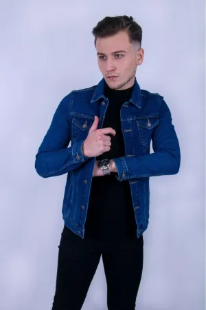 HB Mens Denim Jacket Stretchable Fine Lycra