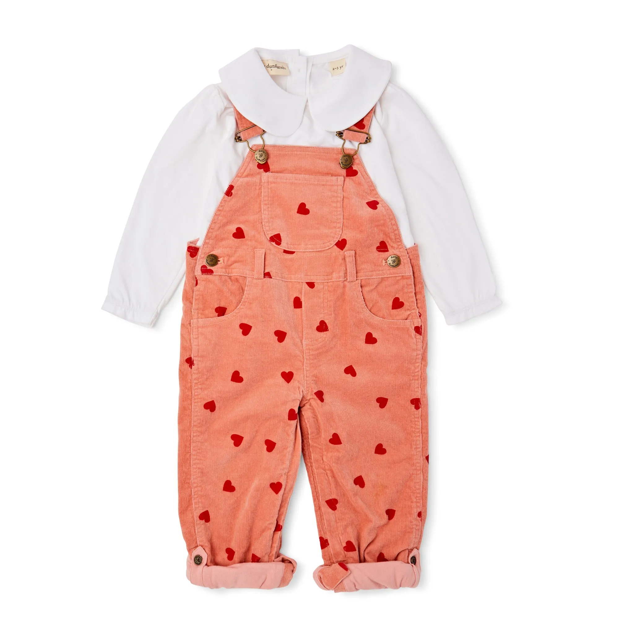 Heart Print Corduroy Dungarees