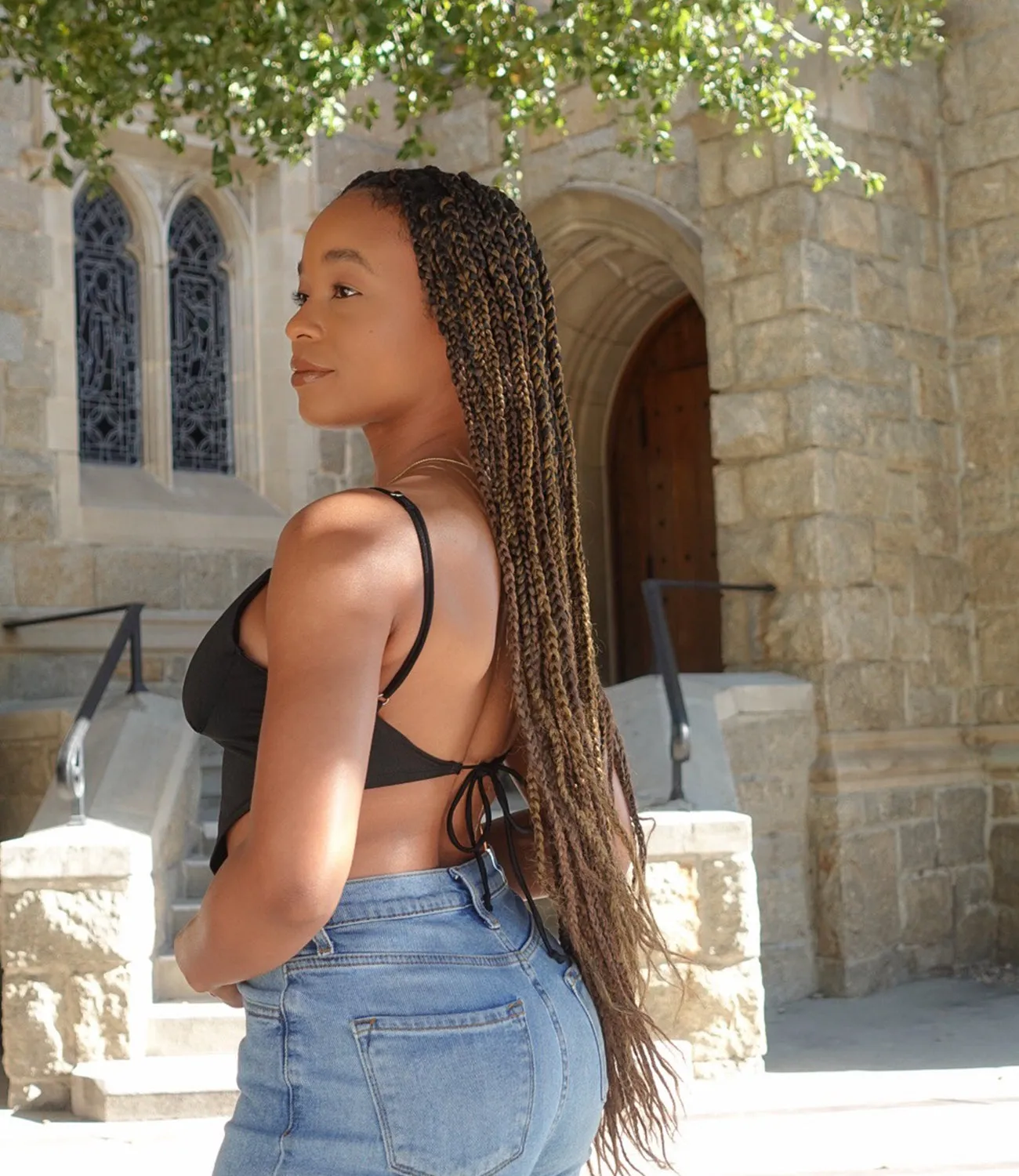 Heart Shaped Backless Top(Black)