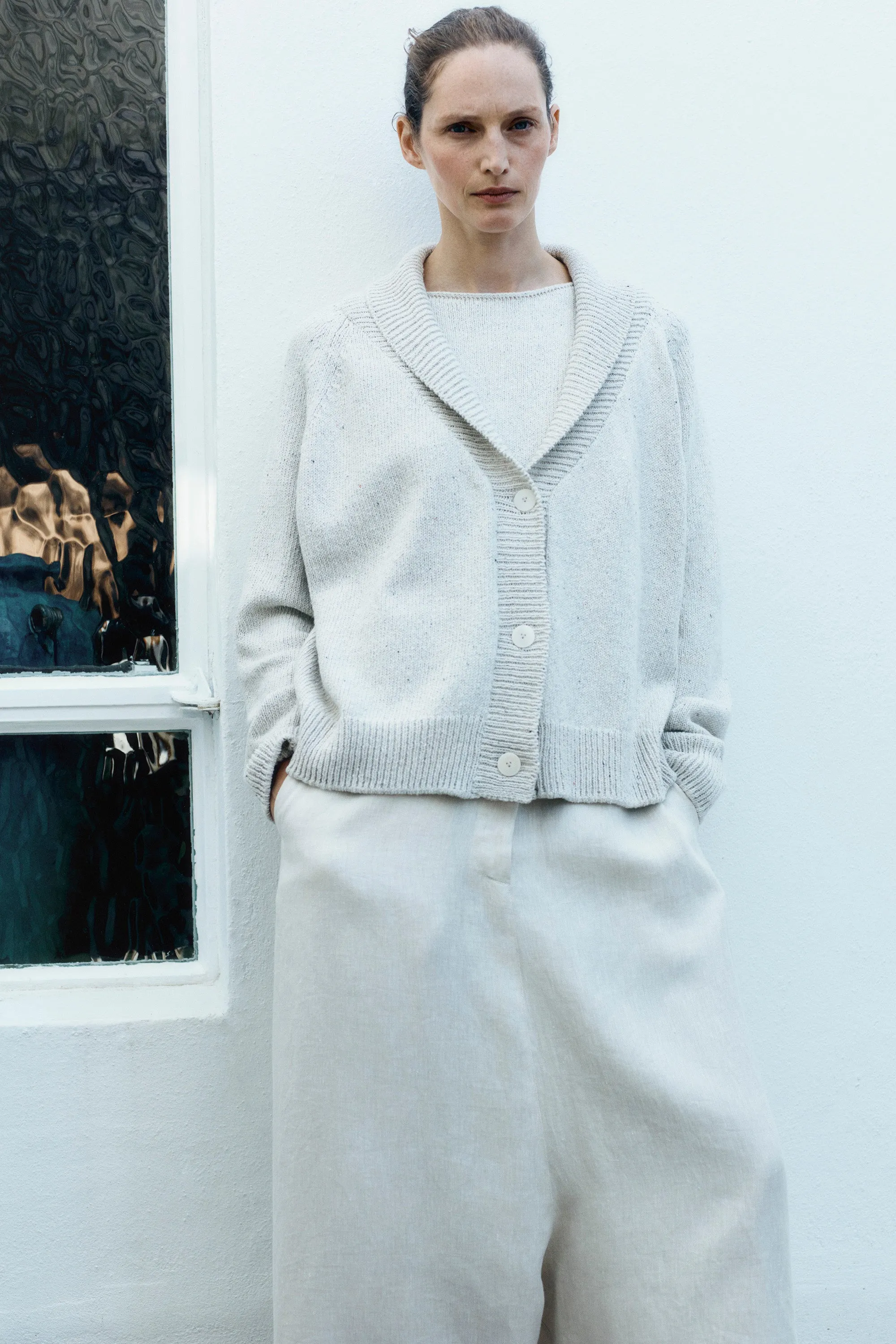 Heather Cotton Cardigan, Natural