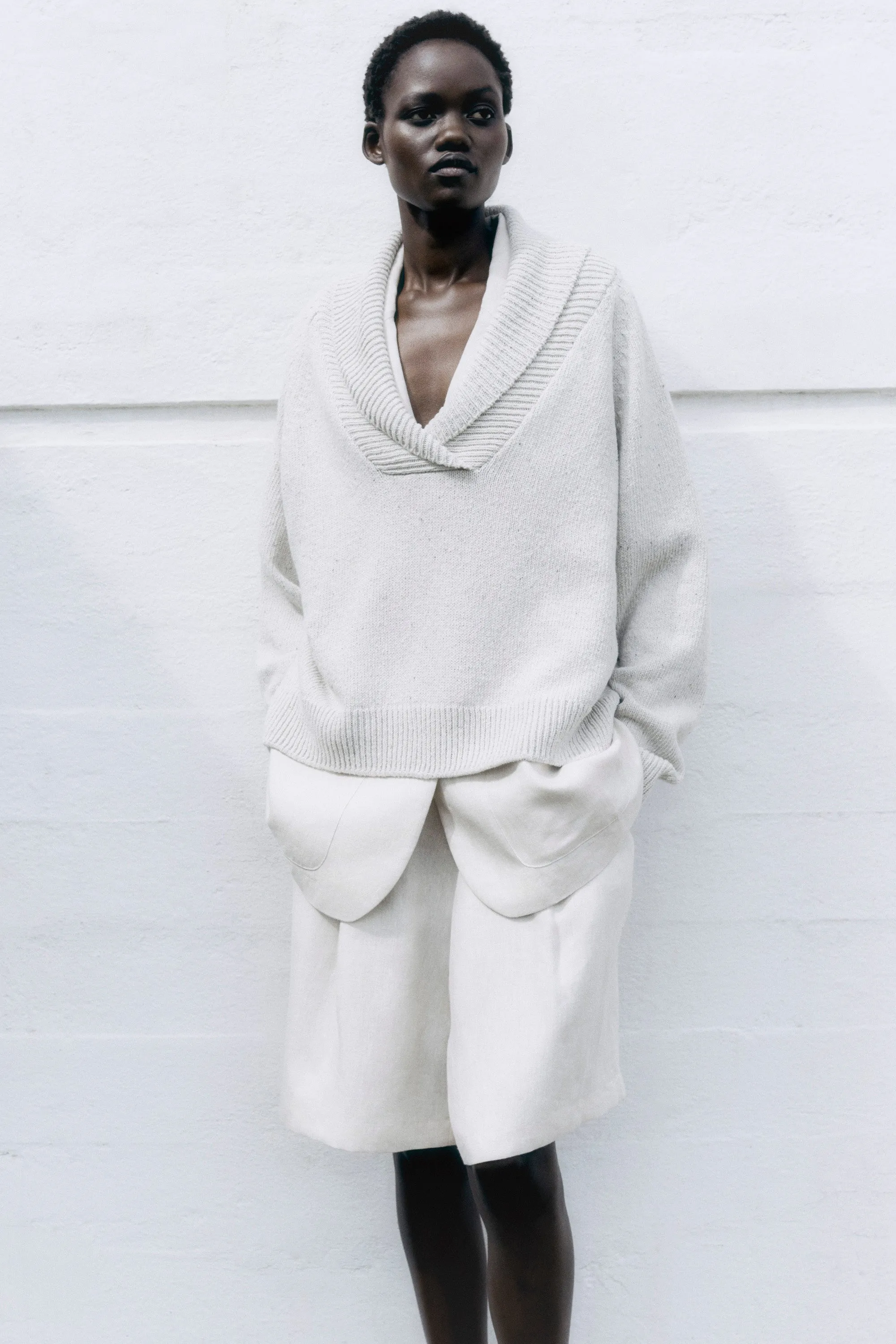 Heather Cotton Sweater, Natural