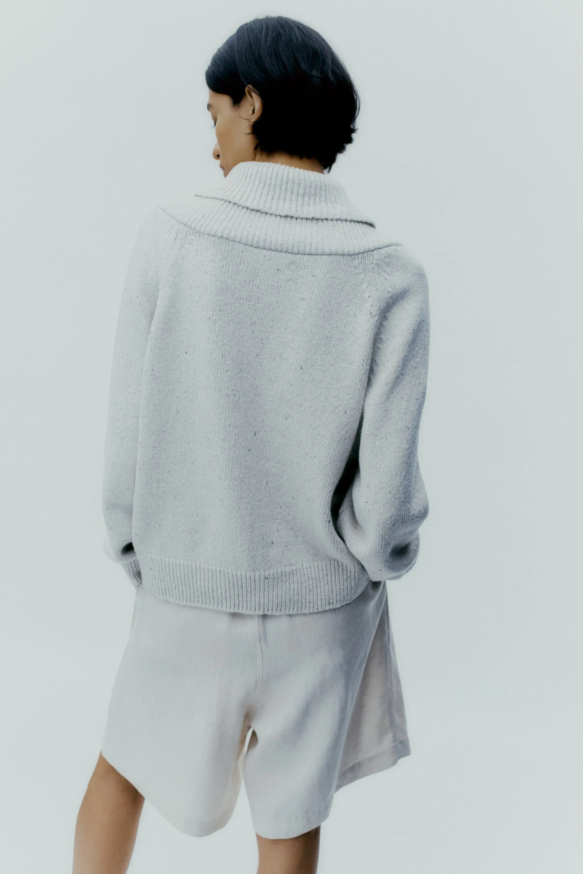 Heather Cotton Sweater, Natural