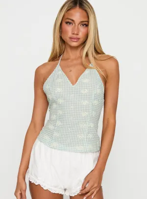 High Stakes Tie Back Halter Top Sage