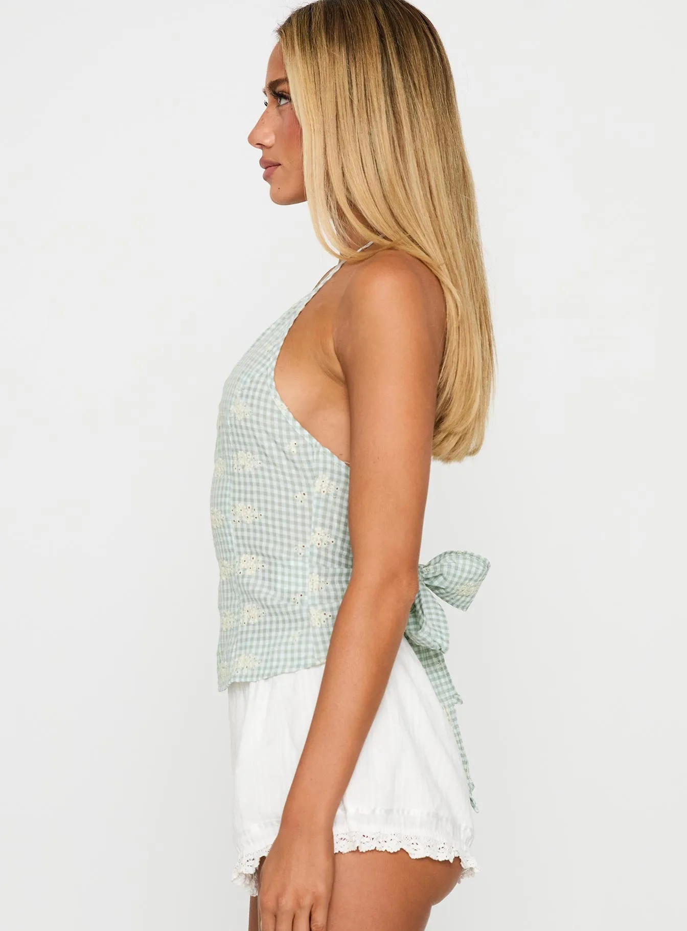High Stakes Tie Back Halter Top Sage