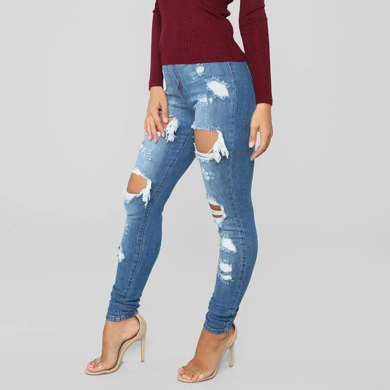 High Waist Ripped Skinny Jeans
