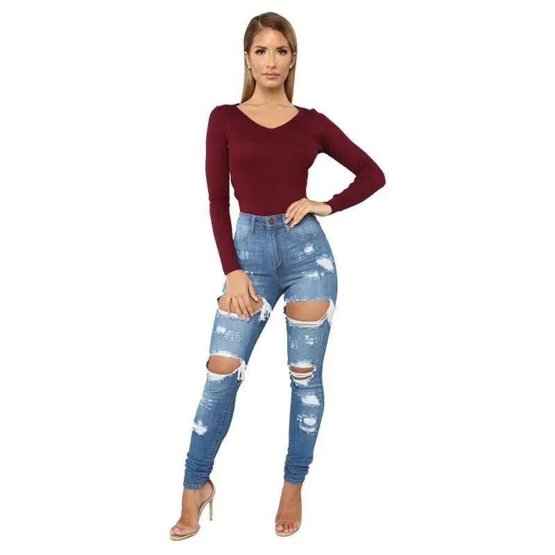 High Waist Ripped Skinny Jeans