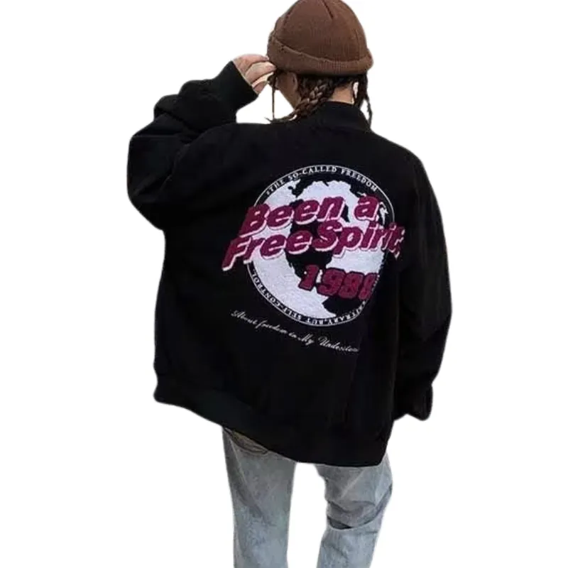 Hip Hop Corduroy Letter Embroidered Jacket