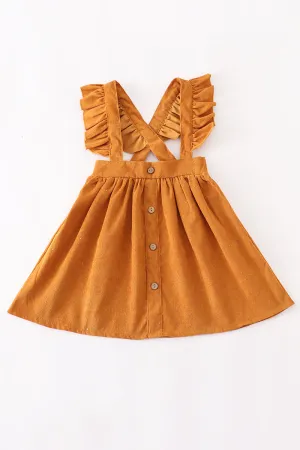 Honey corduroy ruffle suspender dress
