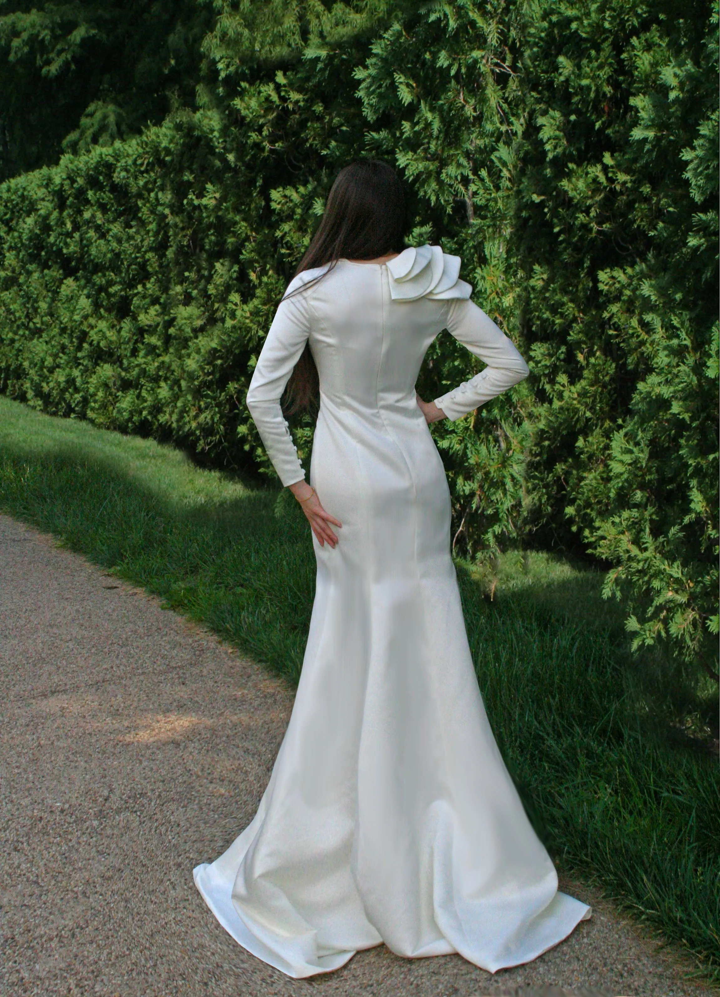 Honour Dusty Blue Long Sleeve Gown