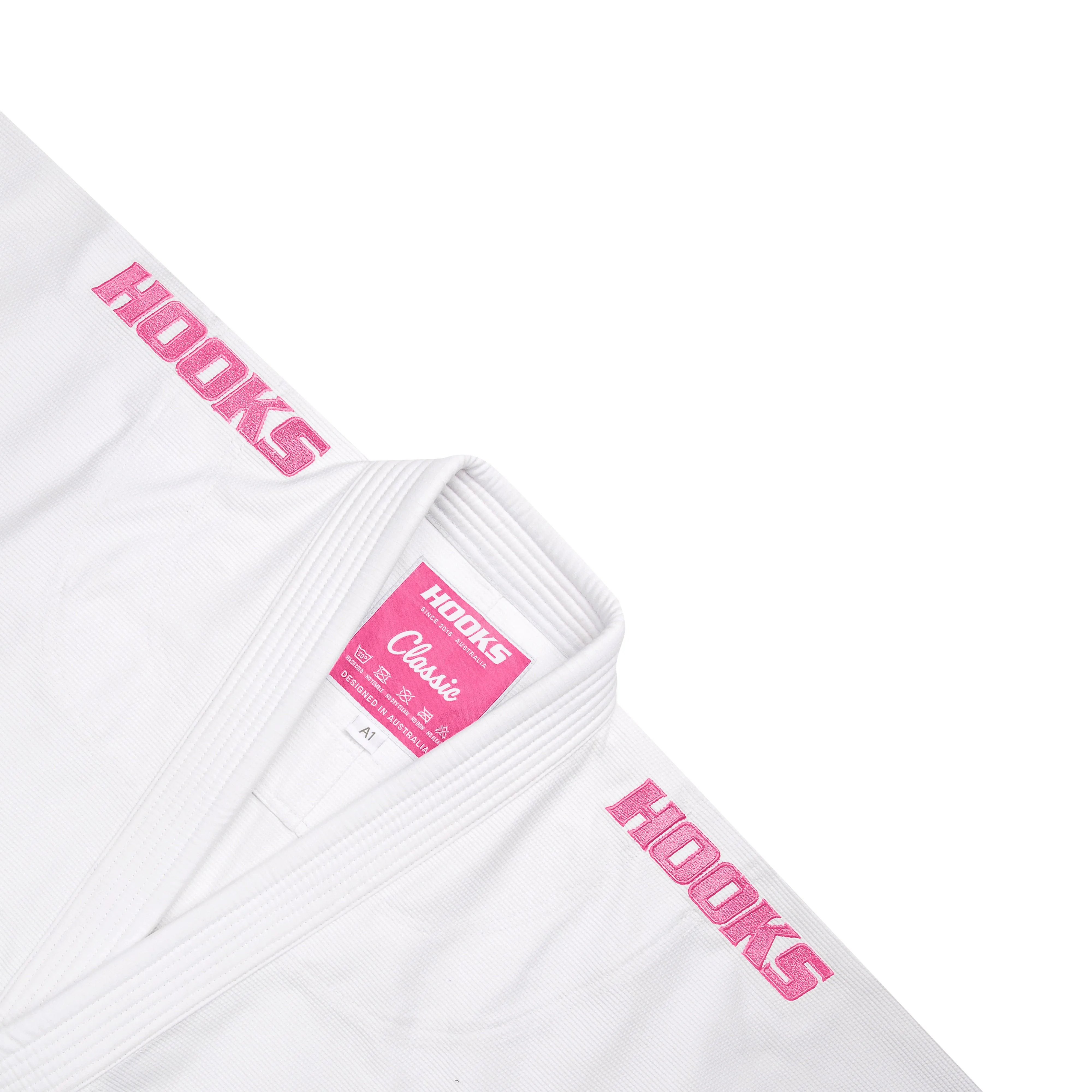 Hooks BJJ GI - Kids Classic - White & Pink includes White Belt