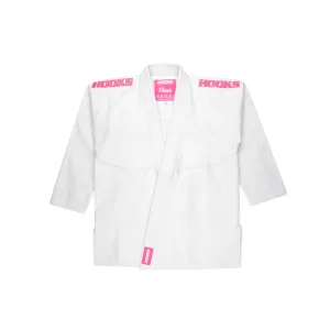 Hooks BJJ GI - Kids Classic - White & Pink includes White Belt