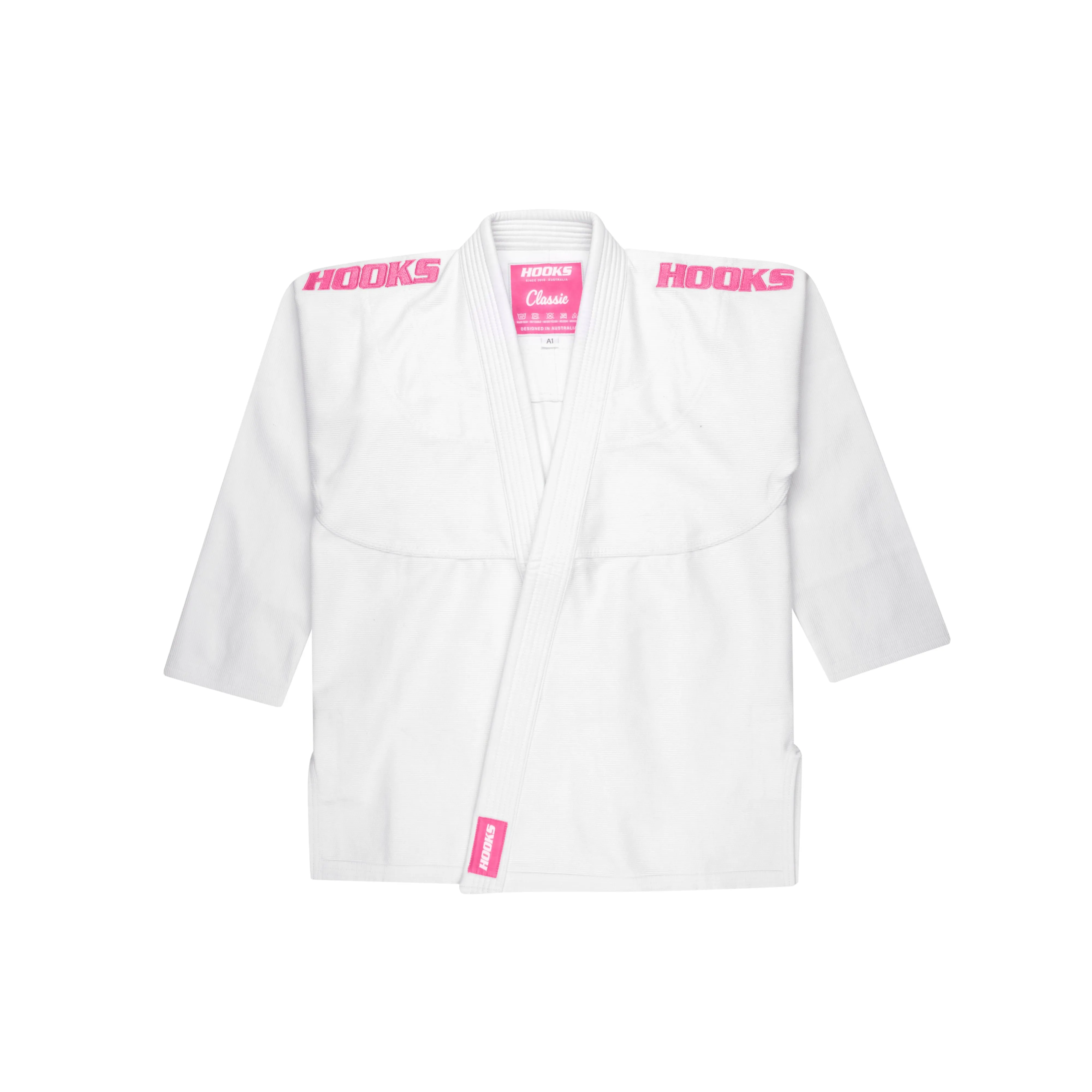 Hooks BJJ GI - Kids Classic - White & Pink includes White Belt