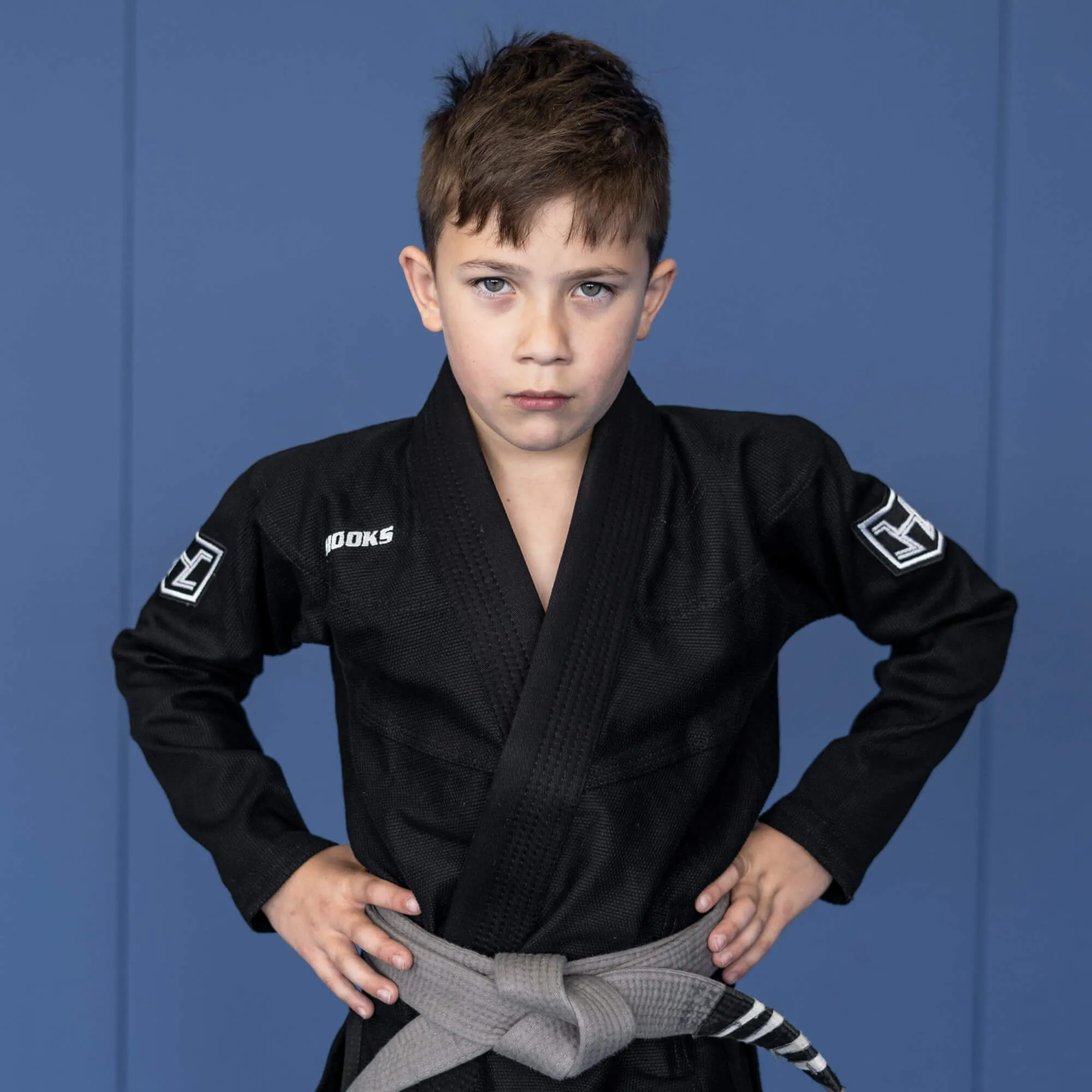 Hooks BJJ GI - Kids Prolight II - Black with White includes White Belt