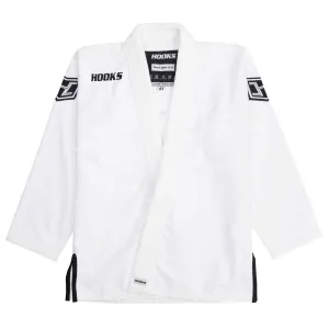 Hooks BJJ GI - Kids Prolight II - White with Black includes White Belt