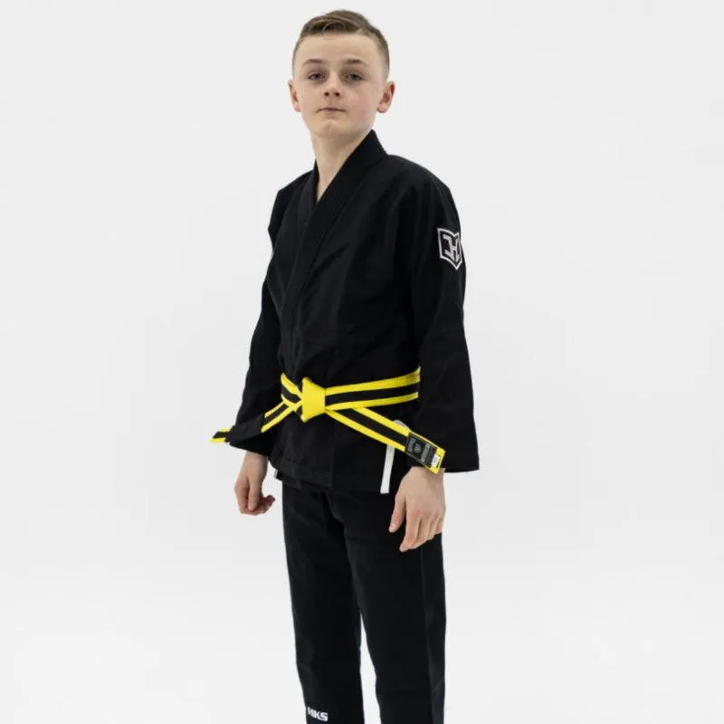 Hooks BJJ GI - Kids Prolight- Jet Black w/ White includes White Belt