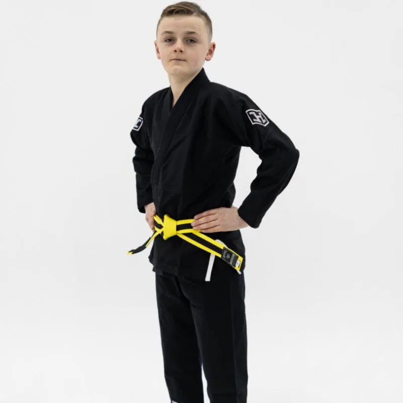 Hooks BJJ GI - Kids Prolight- Jet Black w/ White includes White Belt