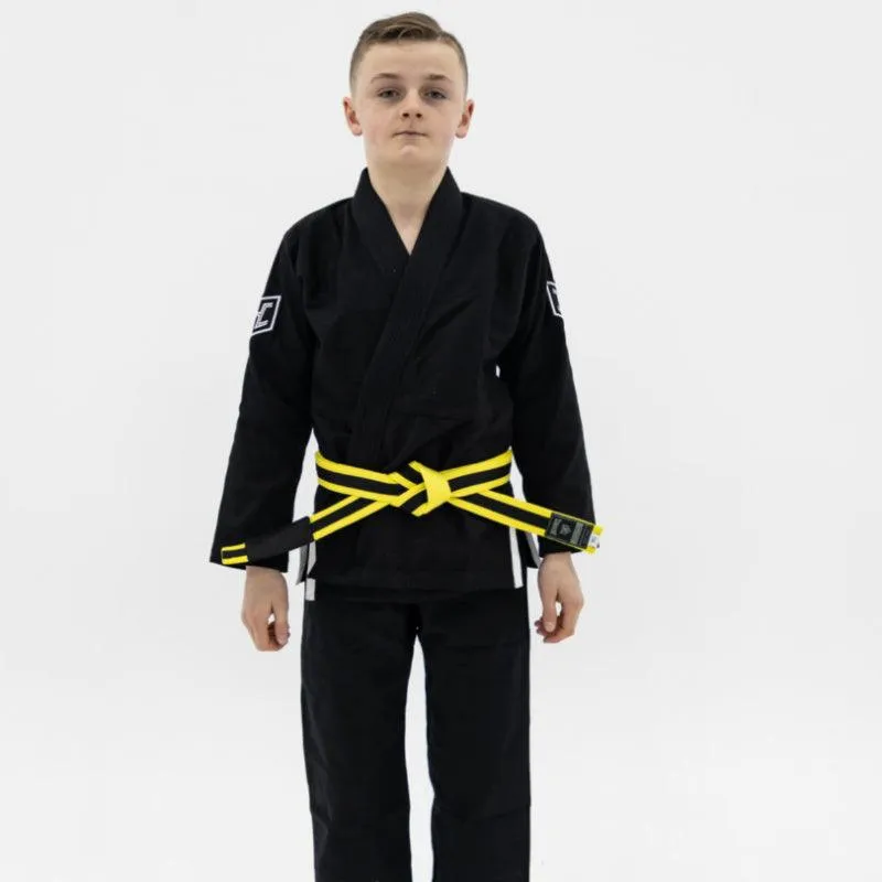 Hooks BJJ GI - Kids Prolight- Jet Black w/ White includes White Belt
