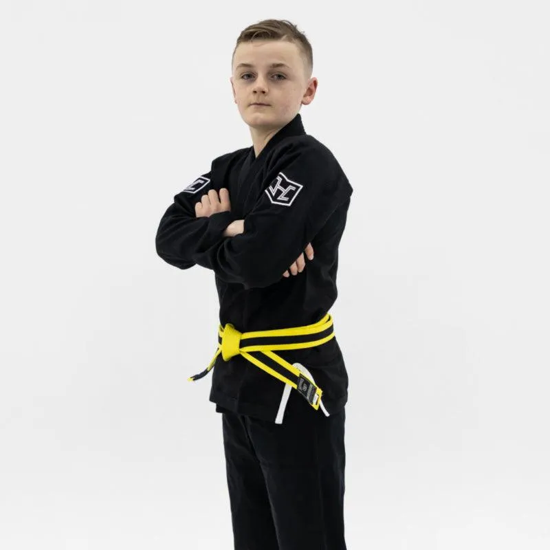 Hooks BJJ GI - Kids Prolight- Jet Black w/ White includes White Belt