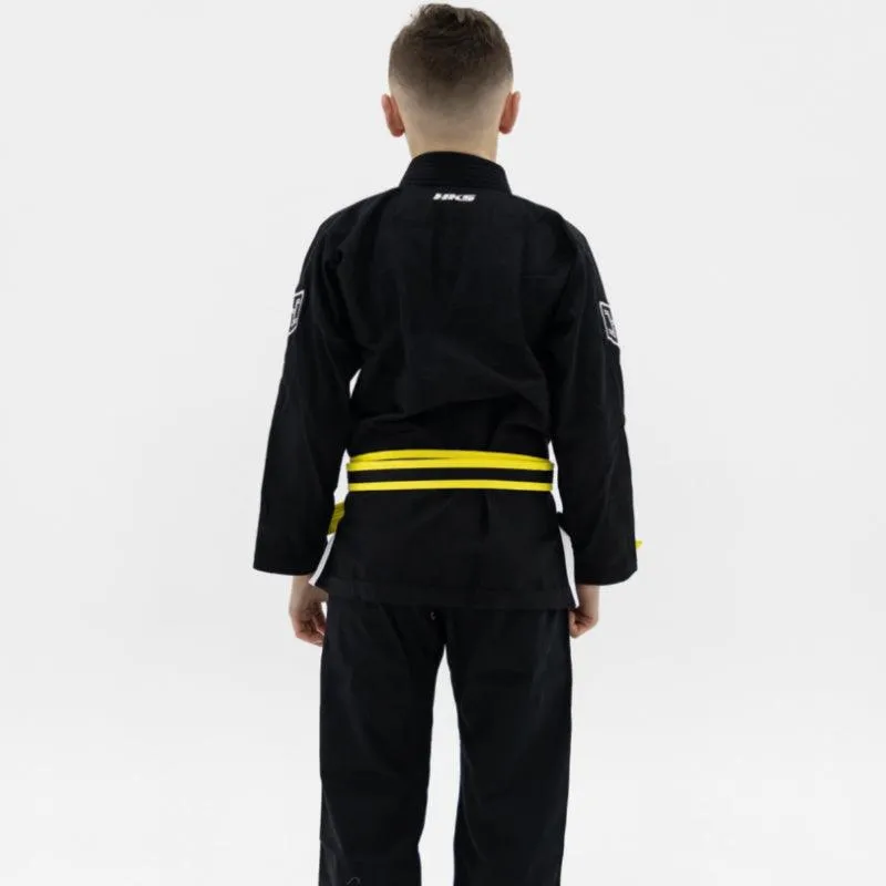 Hooks BJJ GI - Kids Prolight- Jet Black w/ White includes White Belt