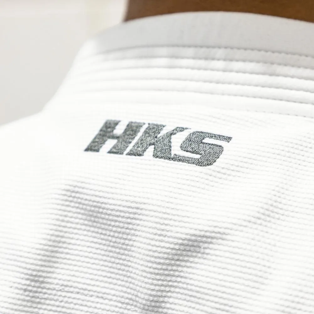 Hooks BJJ GI - Kids Prolight - White w/ Black & Gun Metal includes White Belt