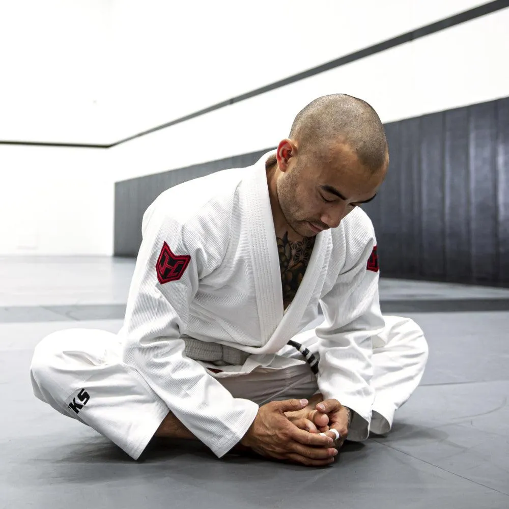Hooks BJJ GI - Ultra Light - White w/ Black and Red
