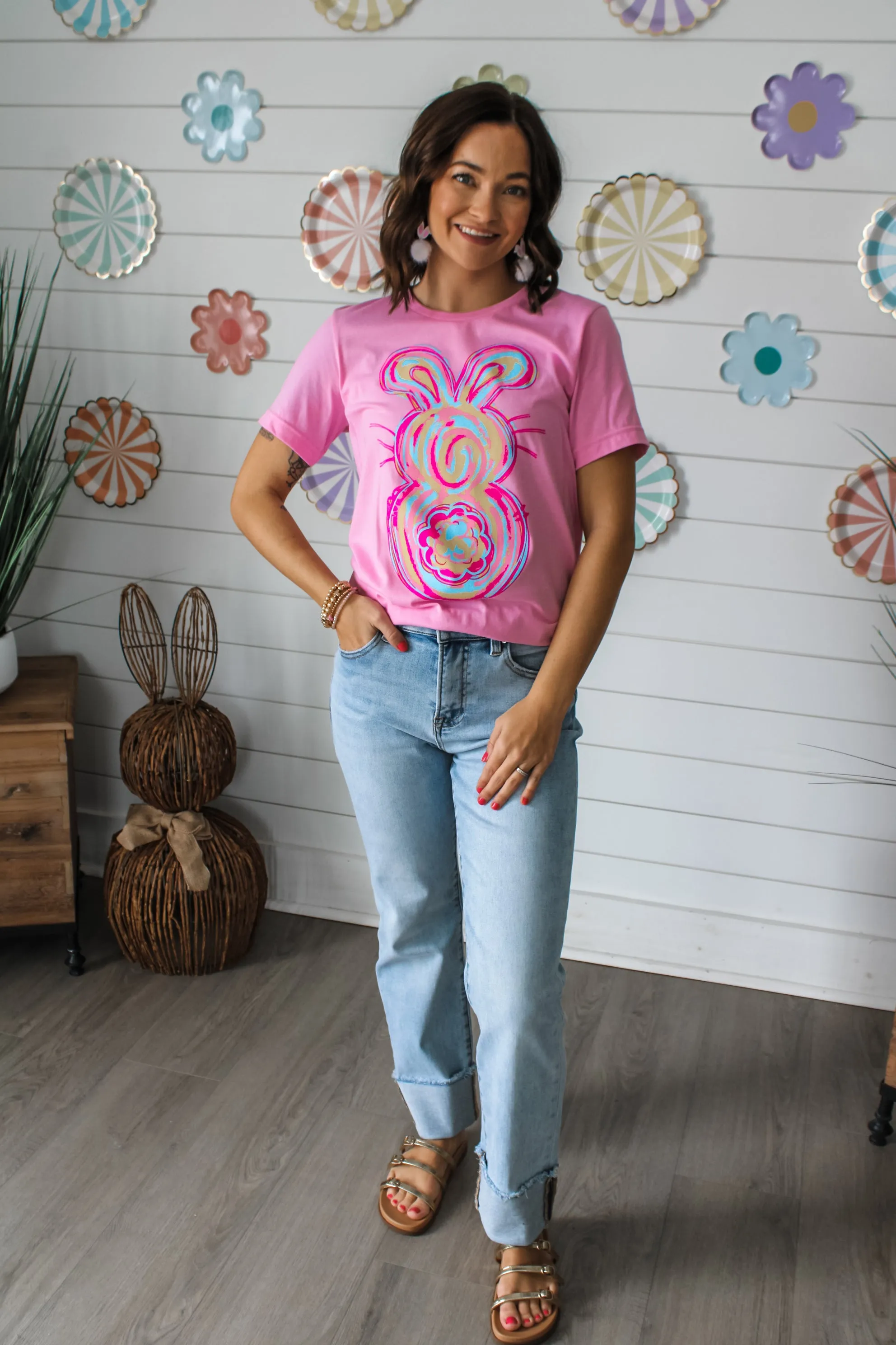 Hoppin’ Into Spring Graphic Tee • Pink