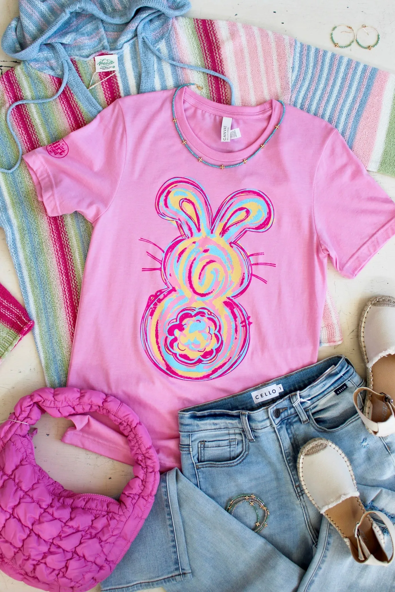 Hoppin’ Into Spring Graphic Tee • Pink