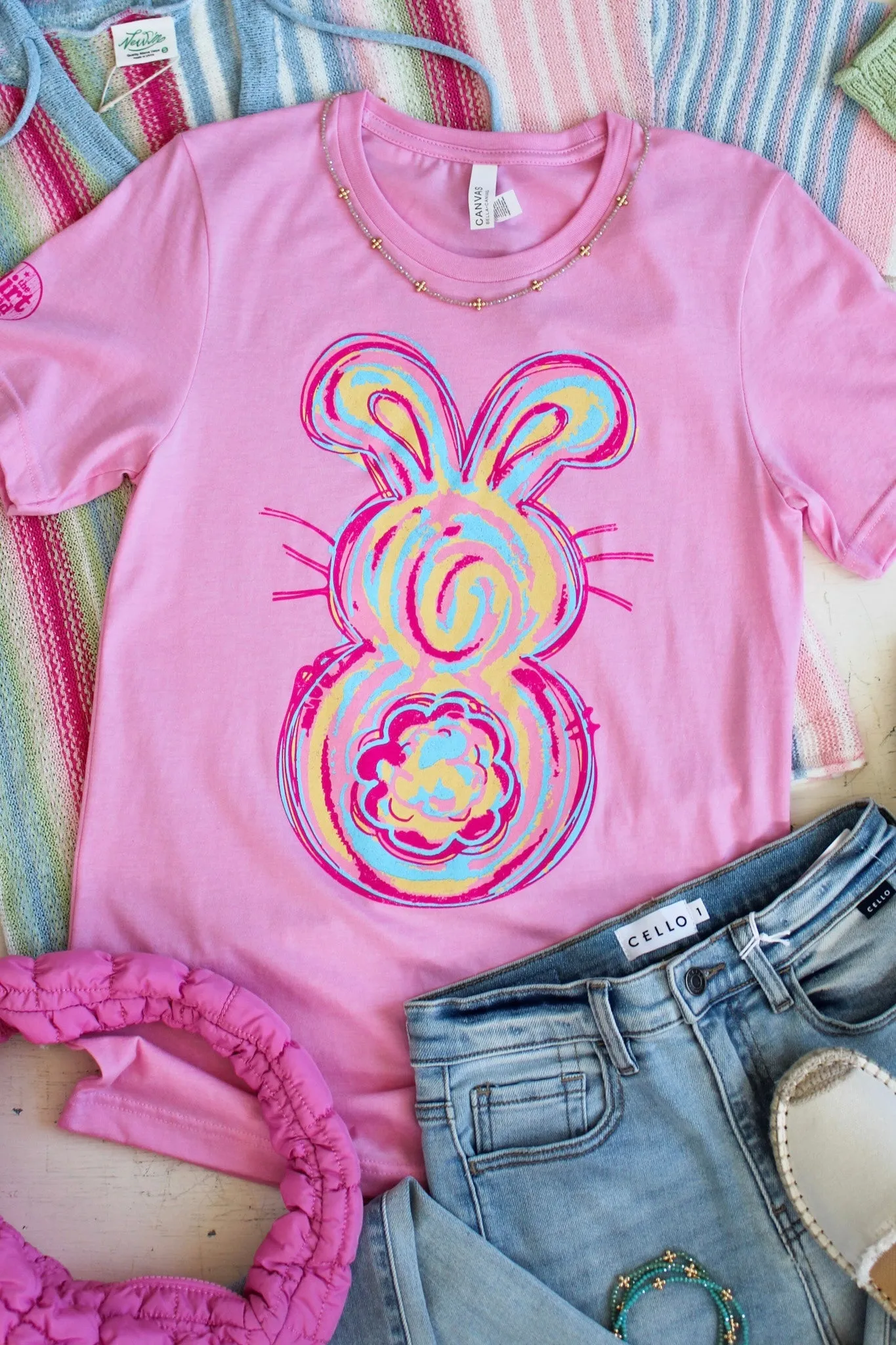 Hoppin’ Into Spring Graphic Tee • Pink