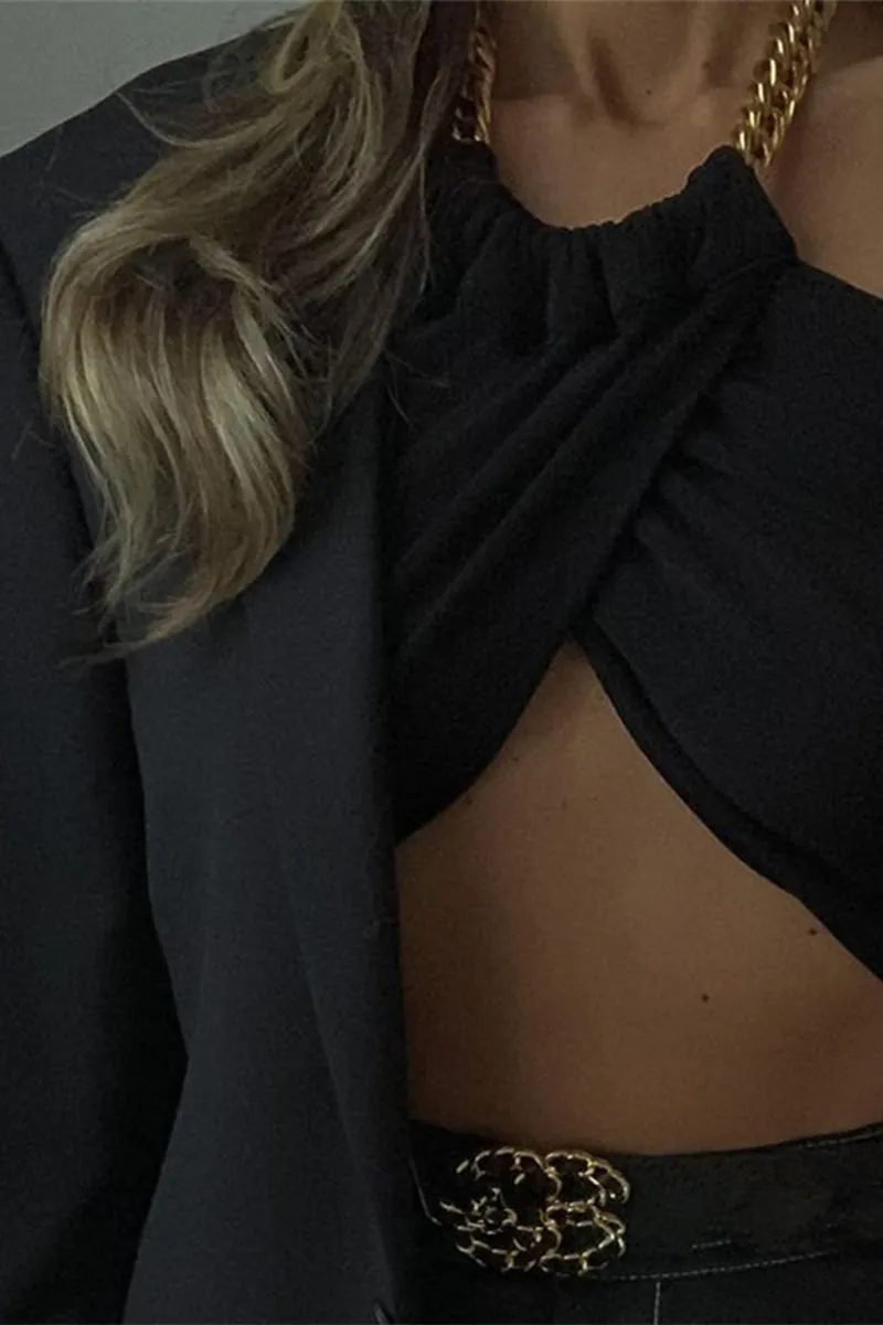 HTP3095 Wrapped Style Crop Top
