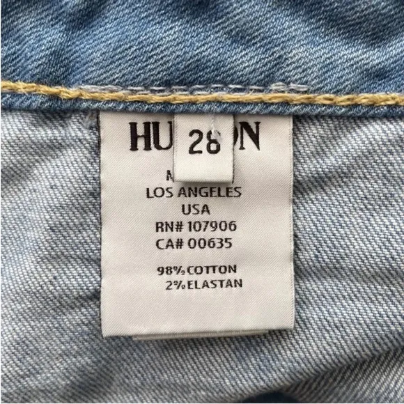 Hudson Jeans High Rise Button Fly Distressed Hem Faded Wash Denim Shorts Size 28
