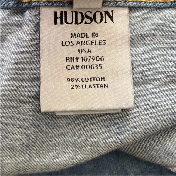 Hudson Jeans High Rise Button Fly Distressed Hem Faded Wash Denim Shorts Size 28