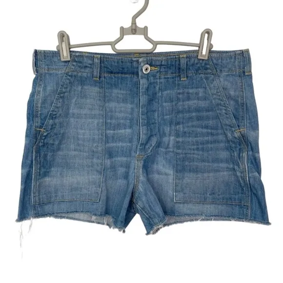 Hudson Jeans High Rise Button Fly Distressed Hem Faded Wash Denim Shorts Size 28