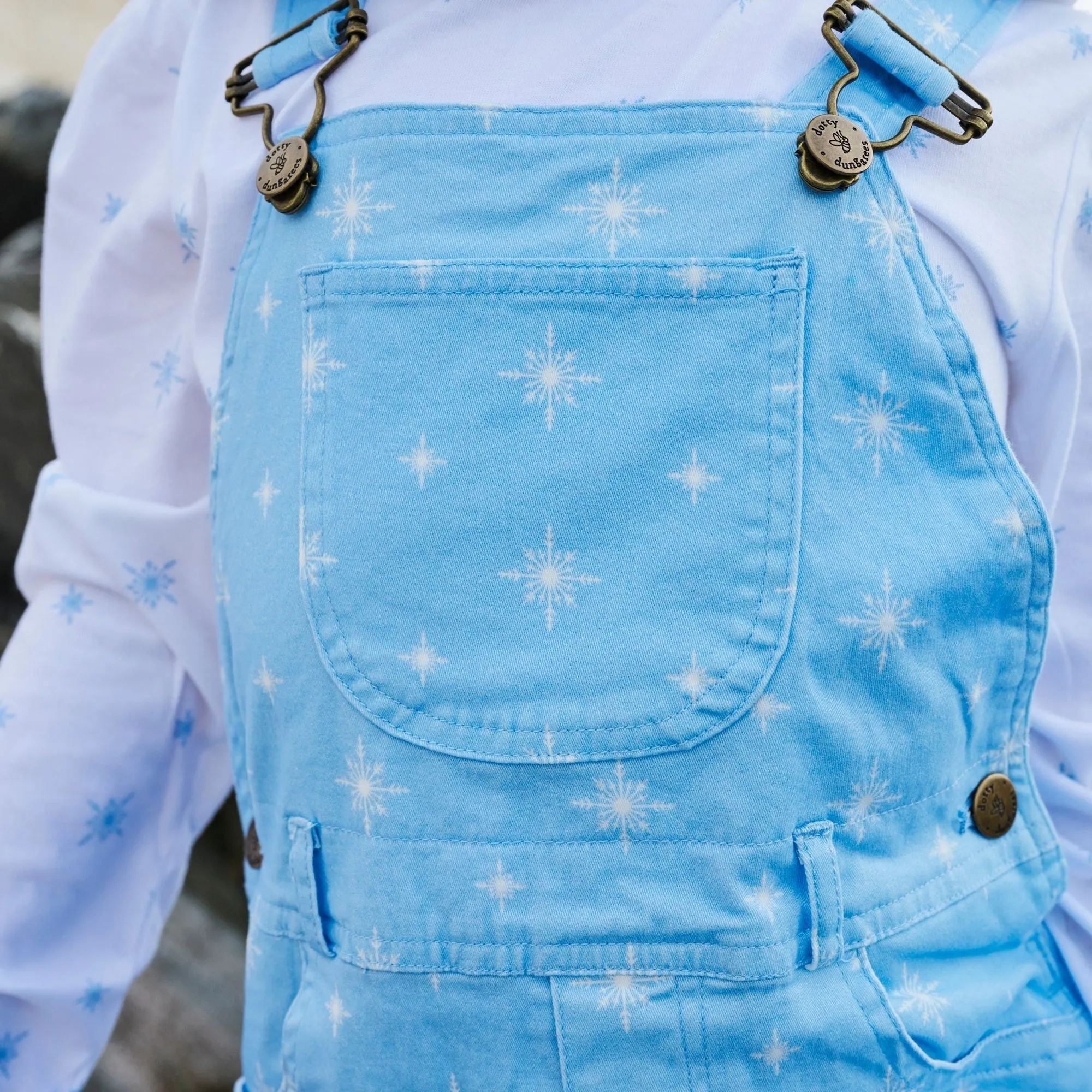 Ice Blue Snowflake Dungarees