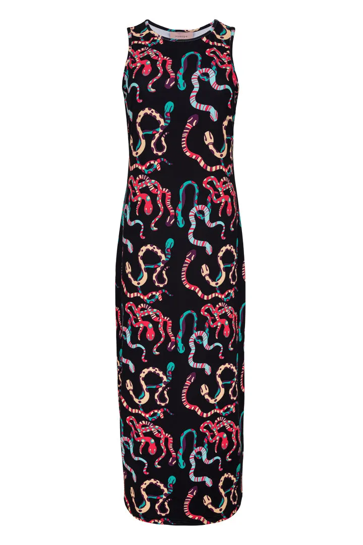 Inga Dress - Black snake Art Print