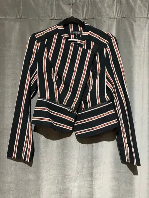 Intermix Cropped Striped Blazer with Zip Bottom Detail