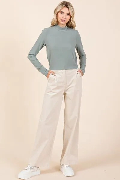 Ivory Corduroy Back Elastic Waist Pants