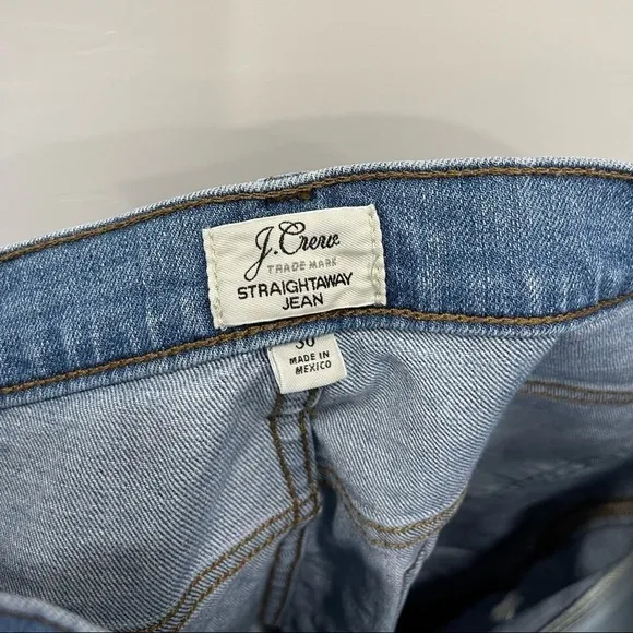 J. Crew Straightaway Jeans Distressed Light Weight Raw Hem Size 30 G2628