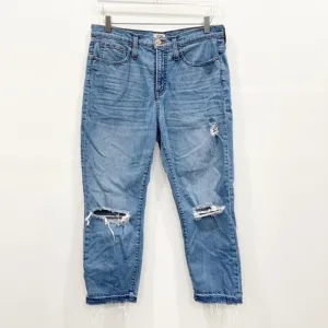 J. Crew Straightaway Jeans Distressed Light Weight Raw Hem Size 30 G2628