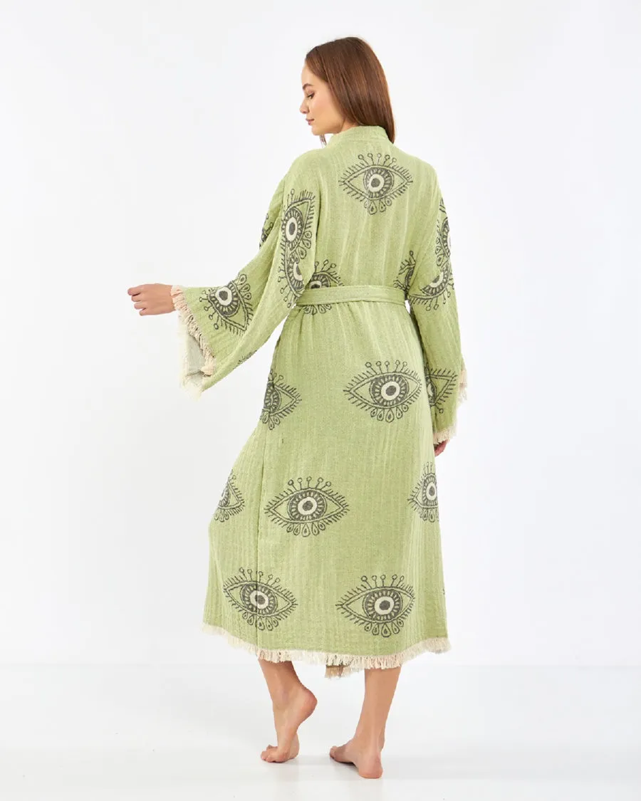 Jacquard Fabric Cotton Kimono, Evil Eye Kimono