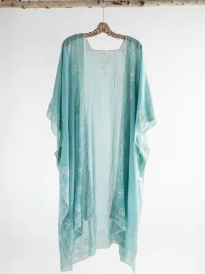 Jamie Embroidered Duster - Light Turquoise