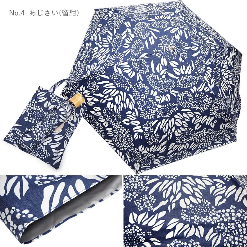Japanese Folding Parasol for both rain and shine - Hydrangea pattern