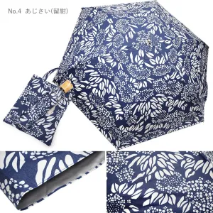 Japanese Folding Parasol for both rain and shine - Hydrangea pattern
