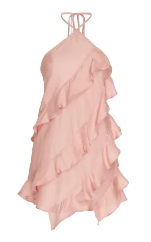 JazzHer Simple A line Halter Blush Pink Chiffon Short Homecoming Dress Party Dress (PRE-ORDER)